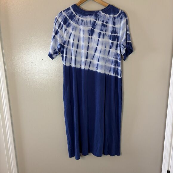 Logo By Lori Goldstein Blue Tie Dye Dress Knee Length Pockets Casual Sz Medium - Picture 7 of 9